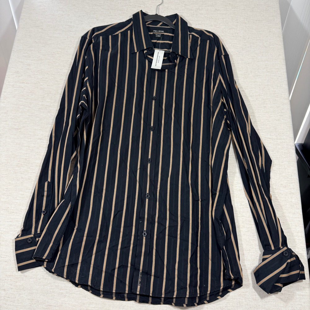 RE:VERB Button Down Shirt Mens XL Black Striped New Long Sleeve Cotton 0206